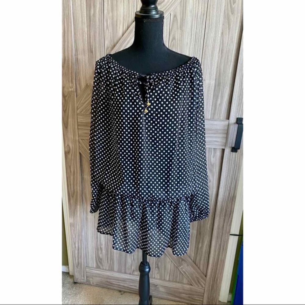 Jones New York beach cover-up black polka dot
